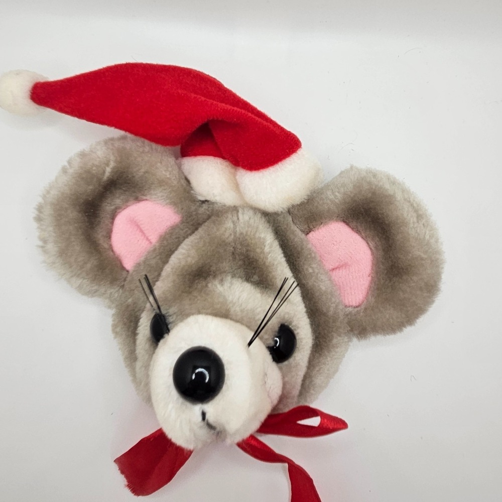 Vintage 1986 Chadwick Miller Christmas Mouse Doorknob Cover Plush‎ Santa Hat